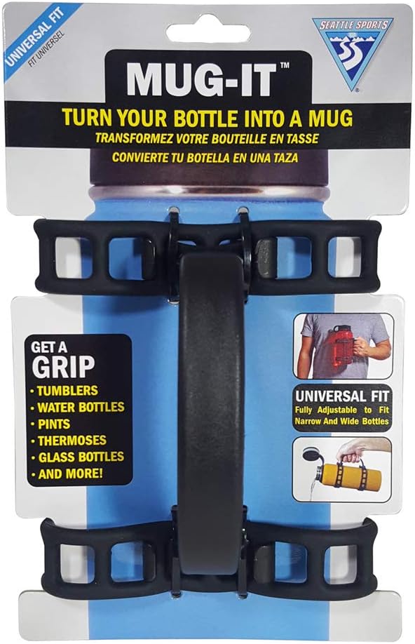 Seattle Sports Mug-It! Adjustable Universal Mug Handle Adapter for Water Bottles, Tumblers, Pint, or Jug