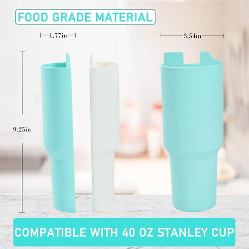 Stanley Cup 2-in-1 Drink Separator Silicone Liner,Stanley Cup Divider for 40 oz Accessories,Reusable Liner for Cold Drink Separator for Juice Coffee Cola Whiskey (Pink/Light Green)