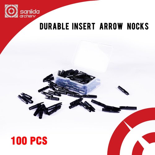 sanlida Archery 100 Packs Arrow Nock ID 6.2mm/.244" Dragon 10 Plastic Insert Arrow Nocks for DIY Carbon Hunting Arrows