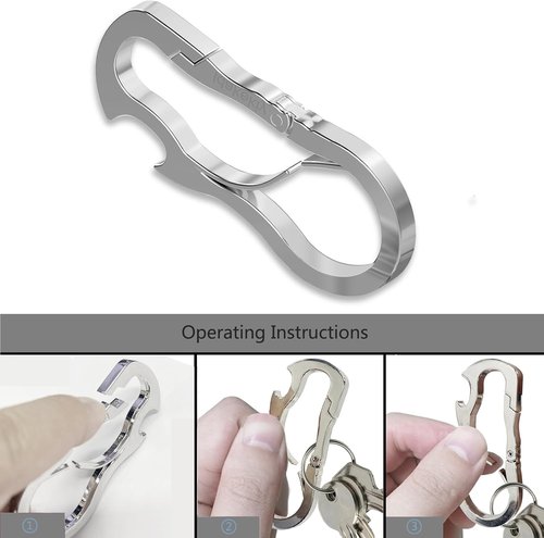 Idakekiy Dual Carabiner Keychain Mutil Tool with Key Chain Bottle Opener for Keys