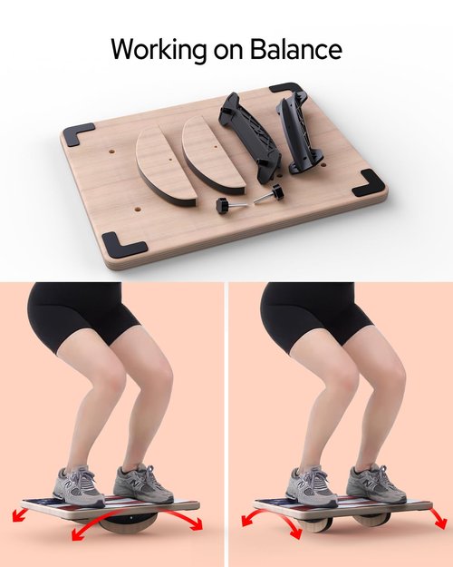 Sozzy 2-in-1 Balance Board and Slant Board, at-home Physical Therapy, Working on Balance, Calf Stretching, DIY Wooden Wobble Board, Version 3.0 Upgraded to 400 lbs (National Flag Color)