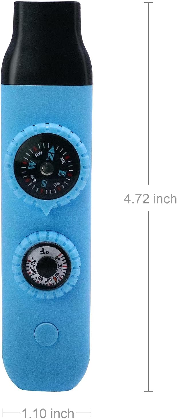 Viriber Whistle Emergency Camping Hiking Survival Whistle,Outdoor Multifunctional Tool with Lanyard,Compass,Thermometer,Ideal for Kayaking, Boating,Climbing