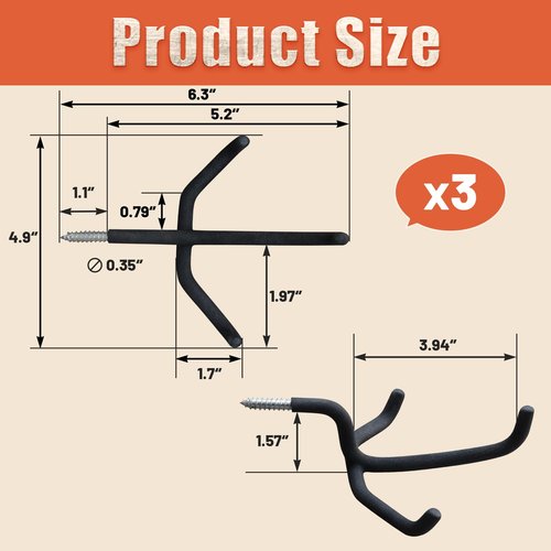 MSSOHKAN Tree Stand Bow Hanger Portable Triple Hook Screw-in Accessory Hook Outdoor Hunting Accessories 3 Packs