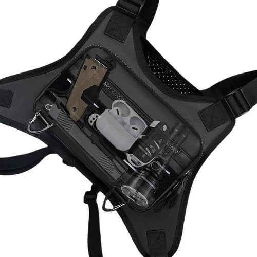 Tactical Chest Bag for Men, EDC Vest Chest Pouch Fits Most Pistols Sports Running Front Chest Pack with Reflective Patch for Outdoor Activities Motorcycle Cycling