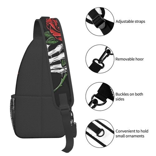 FHSUISN Skull Sling Backpack Chest Bag Crossbody Shoulder Bag Gym Cycling Travel Hiking Daypack For Men Women