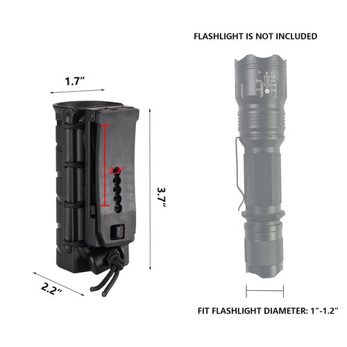 Tactical Flashlight Holder for Duty Belt, Rotatable Case fit 1"-1.2" Diameter Flashlight
