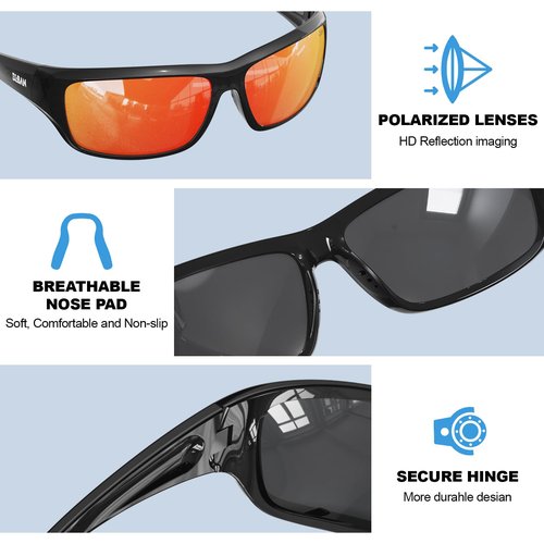 BLBAN Polarized Sunglasses for Men Women Sports Fishing Running Tennis Golf Baseball Driving Athletic Orange Sunglasses UV400 Protection