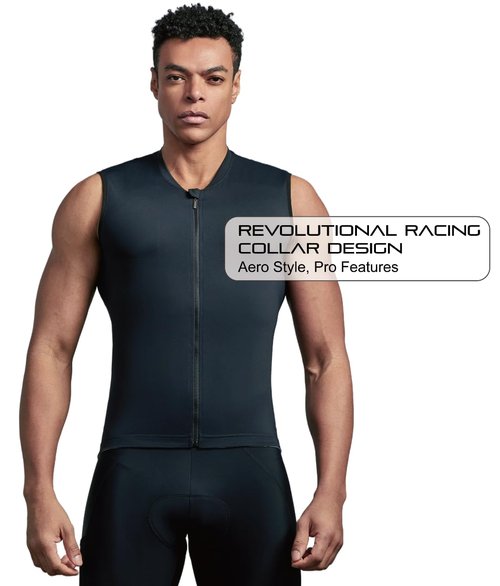 EASYINPRO Wind Tunnel Fabric Mens Sleeveless Cycling Jersey Tops Cycling Vest Bike Biking Vest, Reflective Pocket Black