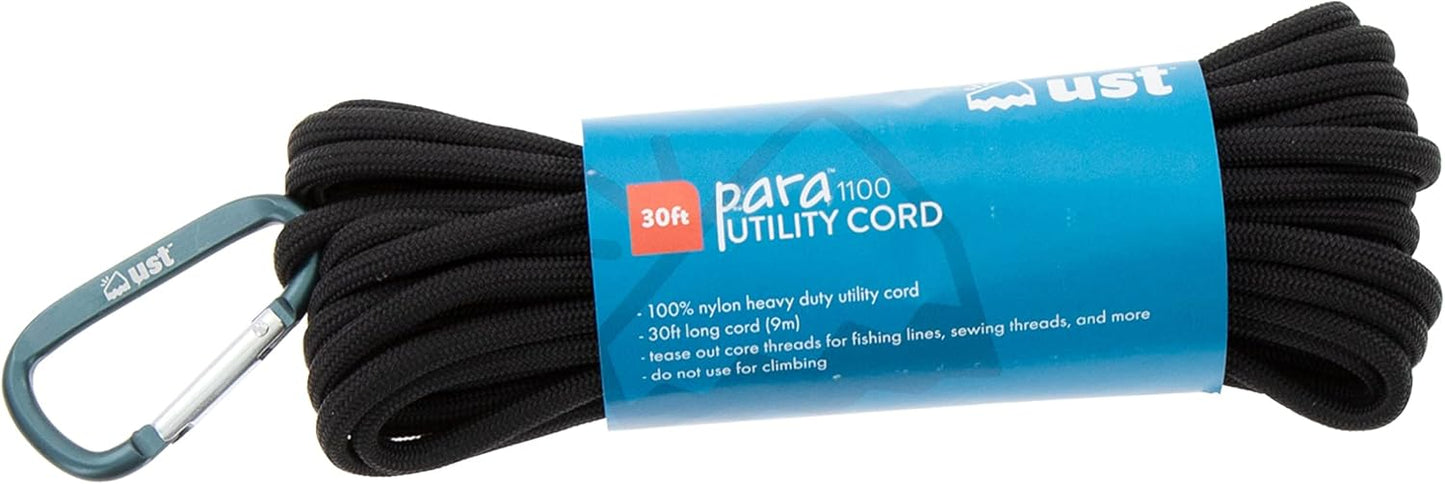 UST 30 Foot Paracord with 1100lb Hank and Heavy Duty Nylon Construction for Emergency, Hiking, Camping, Backpacking or Outdoor Survival