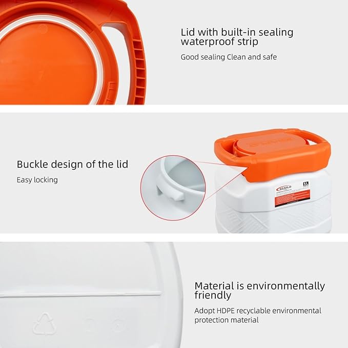 SEAFLO Waterproof Storage Bins with Lid for Marine, RV, Storage, Kayak, Camping 1.32 Gal / 5 L