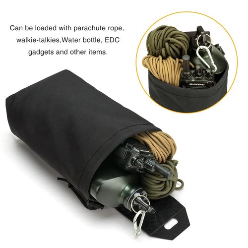 IDOGEAR Molle Dump Pouch Mini Folding Recycling Bag molle Waist Tool Sundries Bag Magazine Utility Pouch for Molle Belt Tactical Vest Backpack(Black)