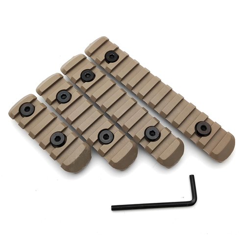 Yatrouys 5-Pack M-LOK Polymer Picatinny Rail Sections Kit for M-lok Rail Mount System - 5/7/9/11/13 Slots (Tan)