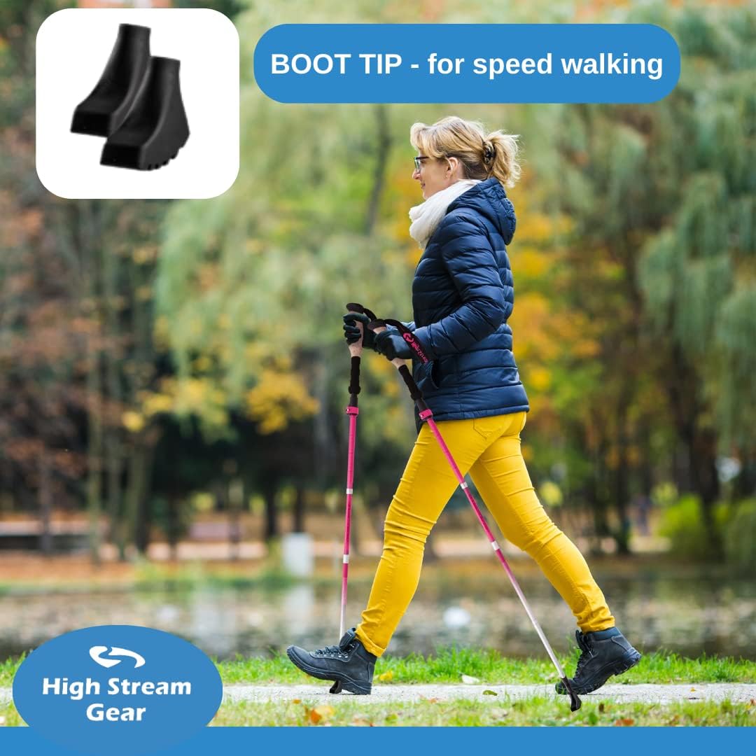 Trekking Poles Accessories. A Replacement Set of 2 Rubber Tips and 2 mud Baskets for All Weather and All Terrain. Fits Most Standard Trekking/Hiking/Walking Poles/Sticks