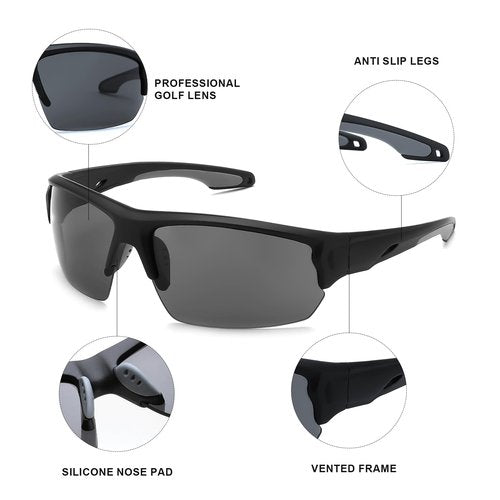 Karsaer Verde Golf Wrap Semi-Rimless Ball Finder Sunglasses for Men Women,Ideal for Golfing,Running,Cycling,Pickleball,with UV402 Protection Shades