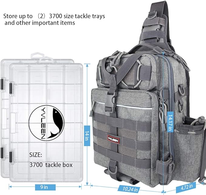 YVLEEN Fishing Tackle Backpack Storage Bag,Water-Resistant Fishing Backpack with Rod Holder,Fishing Gear Bag Gift for Men