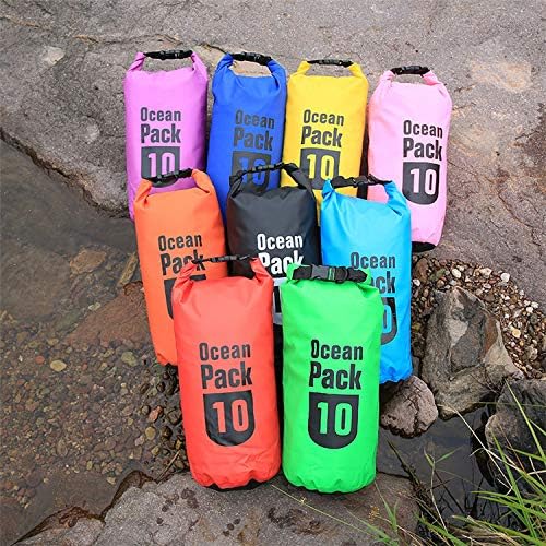 Upgraded Waterproof Dry Bag Storage Bags 10L, Roll Top Sack Keeps Gear Dry for Rafting, Boating, Camping, Hiking, Fishing Black