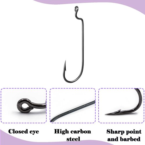 Natufish EWG Hooks for Bass Fishing,50Pcs Texas Carolina Rig Hooks Worm Hook Weedless/Inline for Soft Plastic Baits Saltwater(Size 3/0)