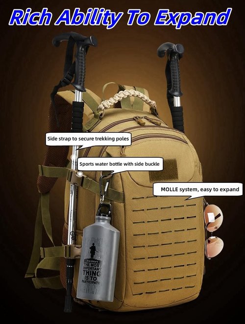 ORILOOSEN Heavy duty zipper military backpack Outdoor Tactical Backpack,Nylon canvas Knapsack,hiking camping travel Backpack, 3-day backpack,water resistantt (01#khaki)