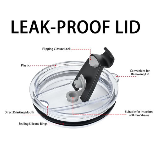 Replacement Flip Lid for 30/40 oz Tumbler,Fit for 30oz Yeti Tumbler, Ozark Trail and More,2 Pack Spill Proof Lids,Cover for 30 OunceTumbler,Cup (2Pack)