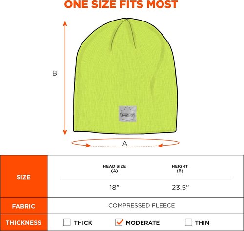 Ergodyne Standard Rib Knit Winter Hat, Black, One Size