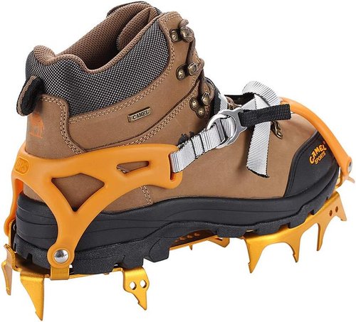 BRS-S3 Ultralight 14 Teeth Aluminium Alloy Bundled Crampons Ice Gripper Outdoor Ice Climbing Kits Crampons for Footwear (Golden)