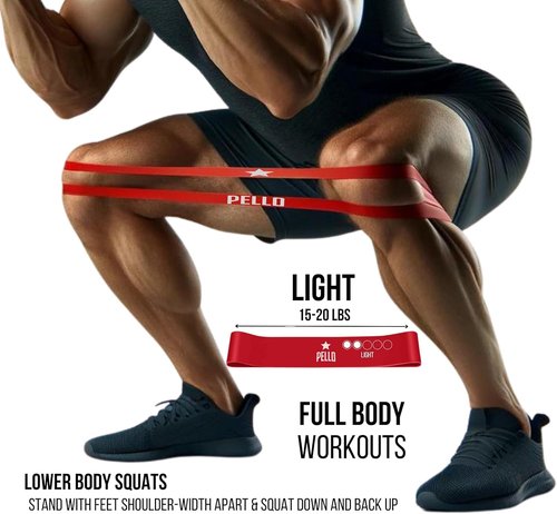 PELLO Resistance Bands Set | Premium-Quality | Durable | 5-Piece Loop Exercise Bands Kit with Carry Bag | Extra Light to Extra Heavy Tension Levels | Eco-Friendly Latex Material | Perfect Resistance