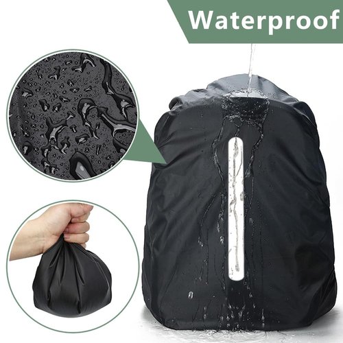 LHatrance 2Pcs Waterproof Rain Cover for Backpack, Reflective Rainproof Protector for Anti-dust and Anti-Theft for Outdoor, Cycling, Camping, Hiking, Black (Large (40-50L))