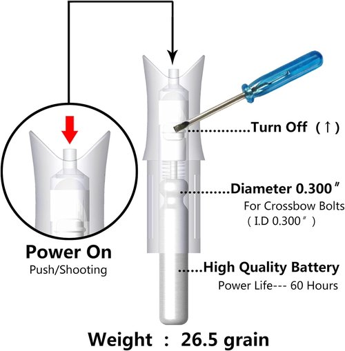 6PCS Lighted Nocks for Crossbow Bolts with 0.300"/ 7.62mm Diameter,Screwdriver Included