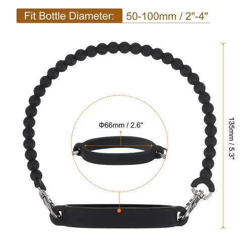 uxcell Water Bottle Carrier Holder with Strap, 135mm/5.3 Silicone Tumbler Holder Coffee Cup Holder Water Bottle Sleeve Bag for Camping Walking Hiking, Black