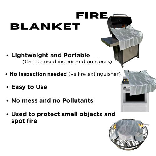 MotivPart 1X Fire Blanket for Home Safety Emergency Fire Blanket for Kitchen Fiberglass Fire Blankets Fireproof Blanket House Safety Flame Retardant Fabric Tarp Cover Black, Full