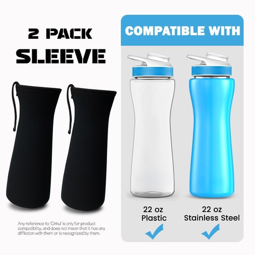 Oxyooh 2Pcs Sleeve for Cirkul Water Bottle - Neoprene Hand Strap Design Compatible With 22oz Plastic & Stainless Steel Bottles - Accessories
