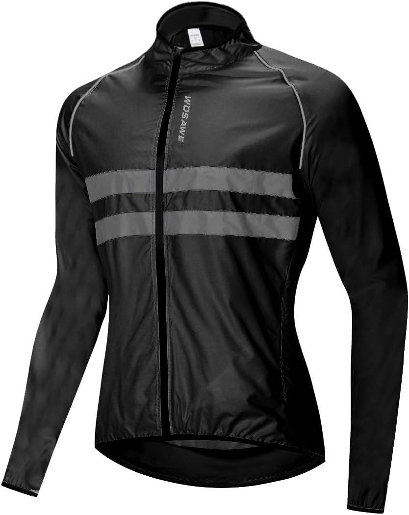WOSAWE Men's High Visibility Cycling Wind Jacket Water Resistance Reflective Windbreaker