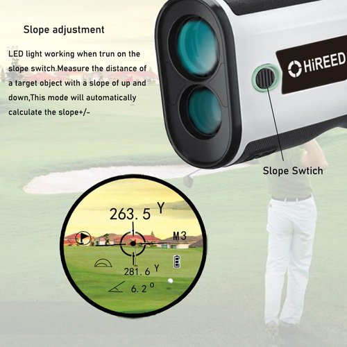HiREED Golf Rangefinder with Slope 1200 Yards Laser Range Finder Golf Continuous Scan Flag Lock Vibration, 7X Magnification Strong Magnet USB Rechargeable Range Finders with Magnet Stripe