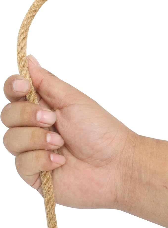 Hemp Rope, 1/3 Inch, 100 Feet - Twisted Jute Rope for Deer, Tug of War, Nautical Crafts, Home Decor, Gardening, Bundling, DIY Ornaments