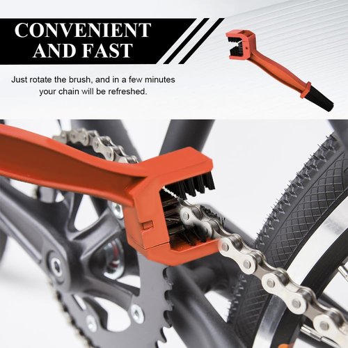 QZTYTY Bike or Motorcycle Chain Washer, Motorcycle Chain Brush, Bike Chain Cleaner, Universal Car Accessories Motorcycle Chain Cleaning Kit Compatible with Motorcycle Bicycle Mountain (1PCS/Orange)