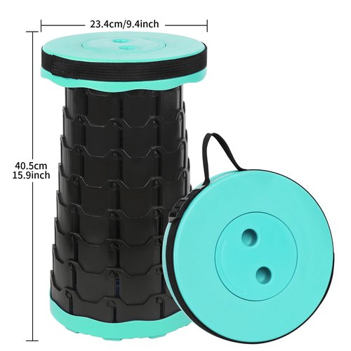 NEUEFAMI Portable Collapsible Stool - Retractable, Lightweight for Fishing, Hiking, BBQ - Green, 400lb Capacity
