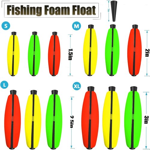 YOTO Peg Floats Slotted丨Fishing Floats for Catfish丨Fishing Cigar Foam Bobber for Santee Rig丨1.5in,2in,2.5in,3in
