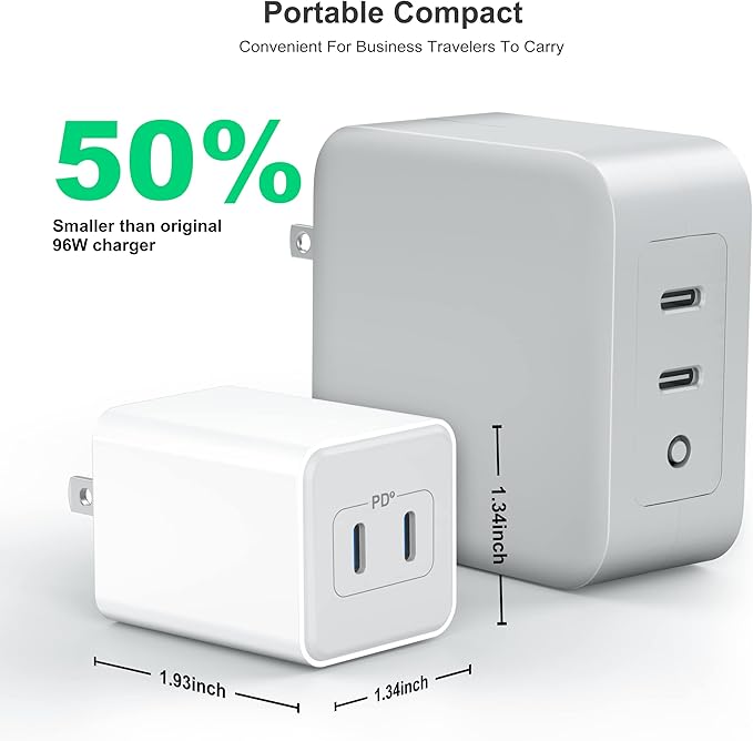 USB C Wall Charger 40W, 1 Pack Dual Port 20W PD 3.0 Type C Fast Charging Block, Durable Compact Power Adapter for iPhone 11/12/13/14/15/16/ Pro Max, AirPods4,watch10 ultra2