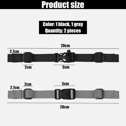 BufferABC Backpack Chest Straps 2 Pack Heavy Duty Adjustable Sternum Strap for Backpacks Universal Chest Belt with Quick Release Buckle for Hiking and Outside Travel (Black Gray)