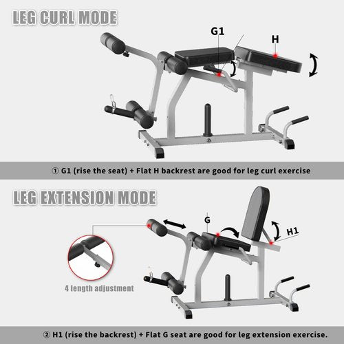 Z ZHICHI 2-in-1 Adjustable Leg Extension and Curl Machine, Easy Transition, Home Gym Leg Machine, Weight Capacity 660LBS