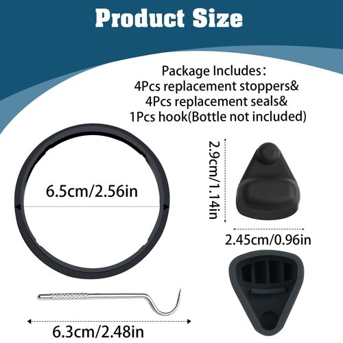 UBEEKOO Replacement Stopper and Replacement Gasket, Compatible with Stanley Quick FLIP GO 24/36oz Water Bottle Lid, Silicone Top Cap and Sealing Gaskets Replacement Parts for Stanley Accessories,4B+4B