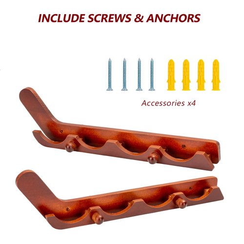 LyunZiS 2 Pack Hockey Puck Display Case for Father's Day Gifts, Wooden Wall Mount Holder with Hooks - Hockey Puck Holder Living Room Stick Decor Accessory for Player Team Gift - Brown