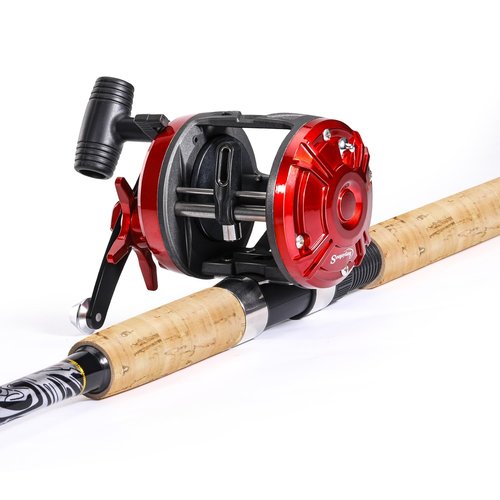 Sougayilang Fiberglass Fishing Rod Combo with Conventional Reel, Durable P-Cork Rod Handle, Medium Heavy for Catfish Salmon and Steelhead- 2.4M
