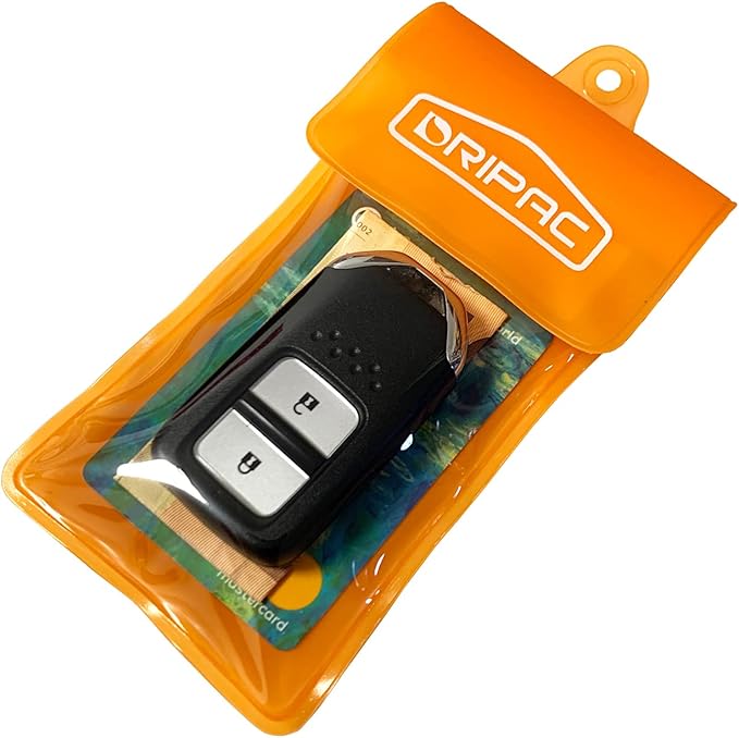 DRIPAC Waterproof Car Key FOB Case Waterproof Wallet Waterproof Holder Pouch For Key ID Badge Credit Card Money(Orange)