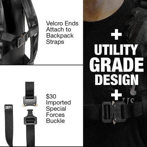 DEFY Sternum Strap | 3"-18" Adjustable Front Straps With Durable, Quick Release Buckle | Replacement Chest Straps for Backpacks | Detachable Strap, Hold Up to 1000 lbs