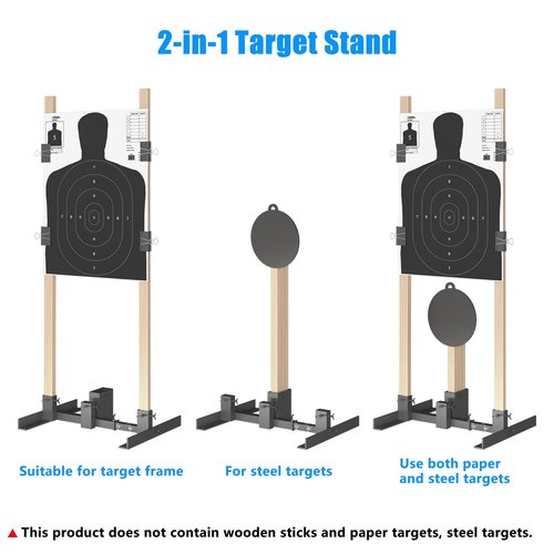 Wasoyun 2-in-1 Shooting Target Stand Base Adjustable Width from 8" to 24" for USPSA/IPSC and IDPA Cardboard and Paper Targets Practice 1 Pack