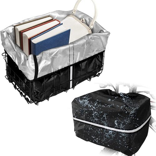 Bicycle Basket Waterproof Cover, Electric Motorcycle Basket Inner Lining Protective Cover, Outdoor Backpack rain Cover with Reflective Strip 2PCS