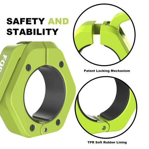 Forcefree+ Barbell Clips (Pair), Magnetic Barbell Clamps, Quick Release Olympic Barbell Clamps with Anti Slip TPR Grip, Barbell Collars for Secure Weightlifting & Powerlifting (MAG, Green)