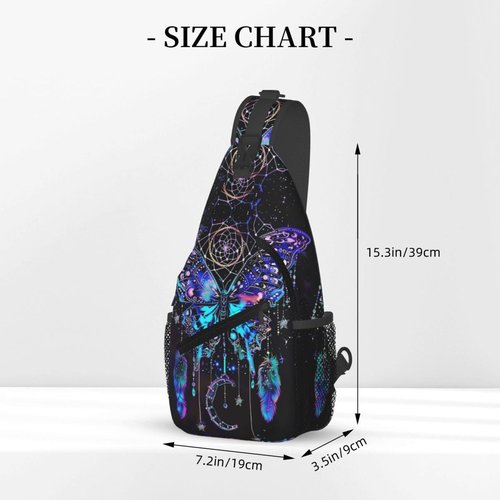 Dream Catcher With Butterfly Sling Backpack Chest Bag Crossbody Shoulder Bag Gym Cycling Travel Hiking Daypack For Men Women