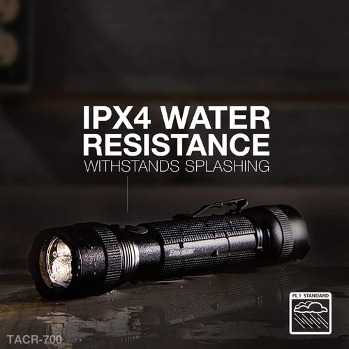 Energizer TAC-R 700 LED Tactical Flashlight, Bright Rechargeable Flashlight for Emergencies and Camping Gear, Water Resistant EDC Flashlight, USB Cable Included, Pack of 1